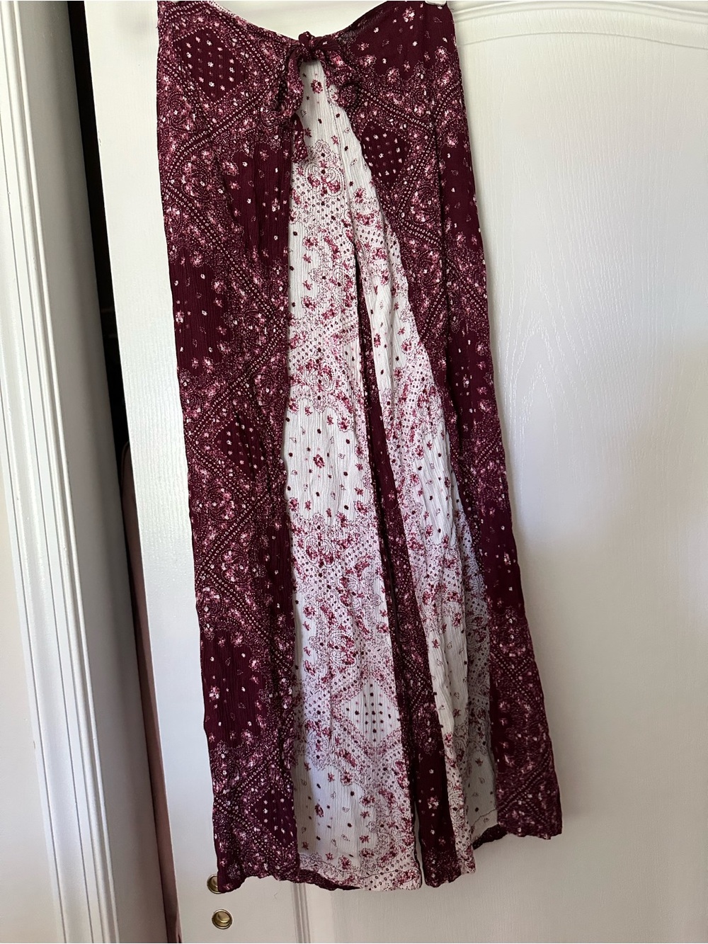 No Boundaries Maroon and White Paisley Maxi Coverup